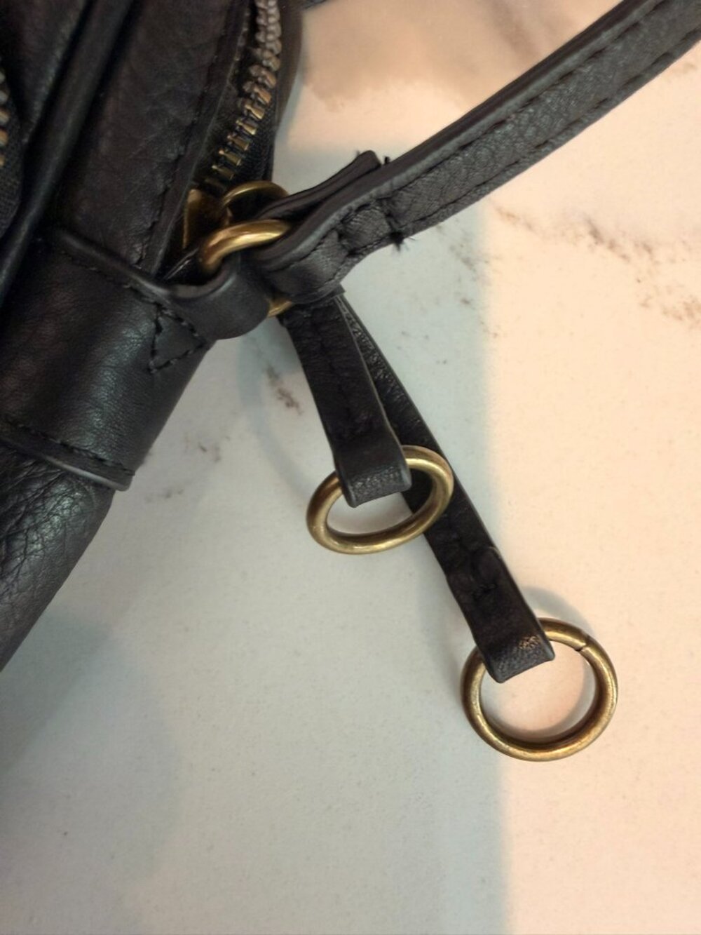 American Leather Co. Genuine Leather Crossbody Bag | Black Leather - Picture 8 of 10